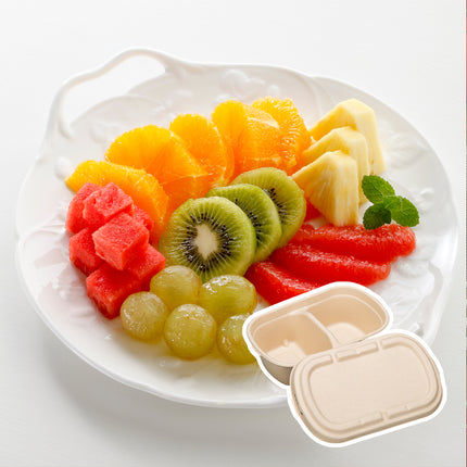 50PCS Disposable Two-Compartment Light Meal Salad Box with Lids Leakproof