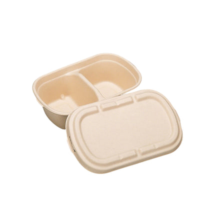 50PCS Disposable Two-Compartment Light Meal Salad Box with Lids Leakproof