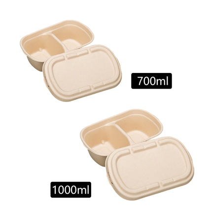 50PCS Disposable Two-Compartment Light Meal Salad Box with Lids Leakproof
