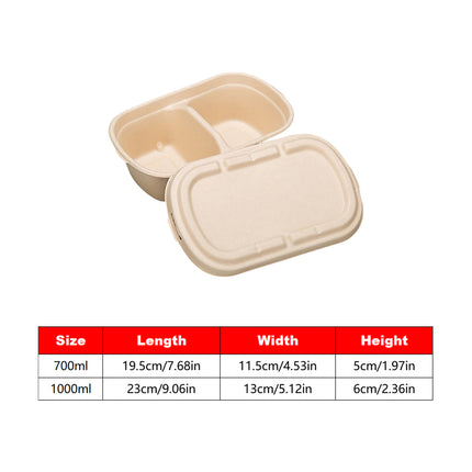 50PCS Disposable Two-Compartment Light Meal Salad Box with Lids Leakproof