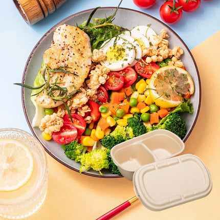 50PCS Disposable Two-Compartment Light Meal Salad Box with Lids Leakproof