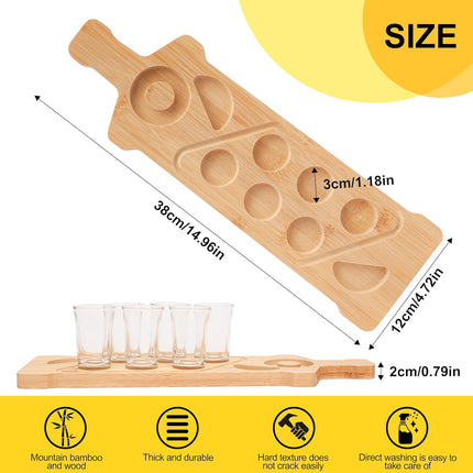 Bamboo Wine Glass and Condiment Rack Anti Slip Stable With Divided Compartments