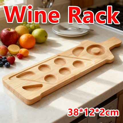 Bamboo Wine Glass and Condiment Rack Anti Slip Stable With Divided Compartments