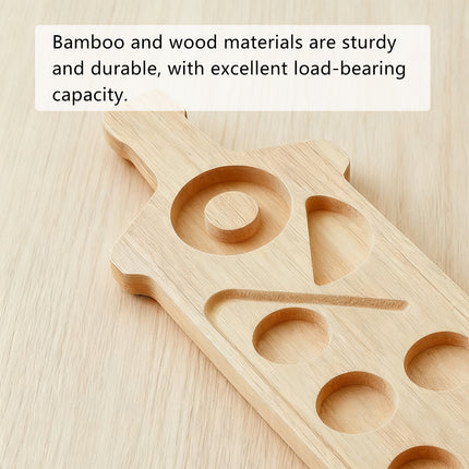 Bamboo Wine Glass and Condiment Rack Anti Slip Stable With Divided Compartments