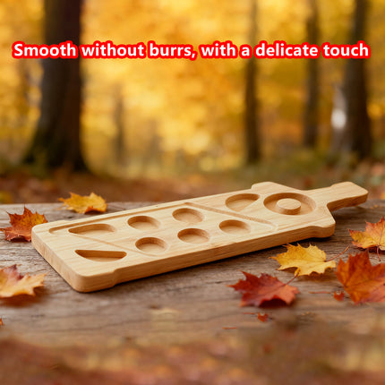 Bamboo Wine Glass and Condiment Rack Anti Slip Stable With Divided Compartments