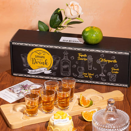 Bamboo Wine Glass and Condiment Rack Anti Slip Stable With Divided Compartments