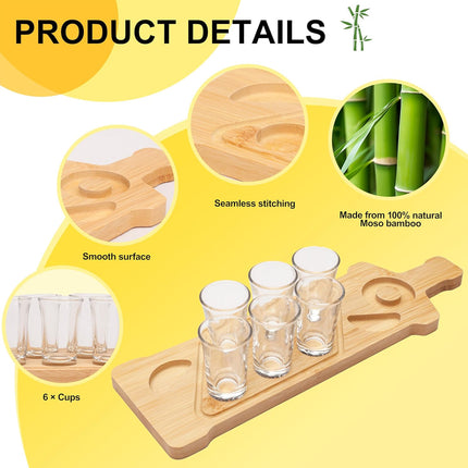 Bamboo Wine Glass and Condiment Rack Anti Slip Stable With Divided Compartments