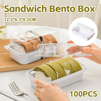 100PCS Clear Sandwich Bento Box Food-Grade Storage Container Meal Prep Use