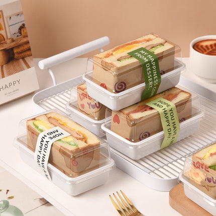 100PCS Clear Sandwich Bento Box Food-Grade Storage Container Meal Prep Use