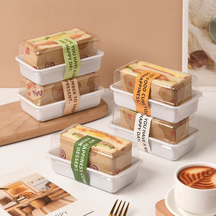 100PCS Clear Sandwich Bento Box Food-Grade Storage Container Meal Prep Use