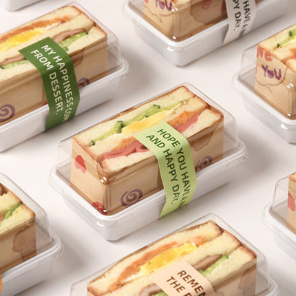 100PCS Clear Sandwich Bento Box Food-Grade Storage Container Meal Prep Use