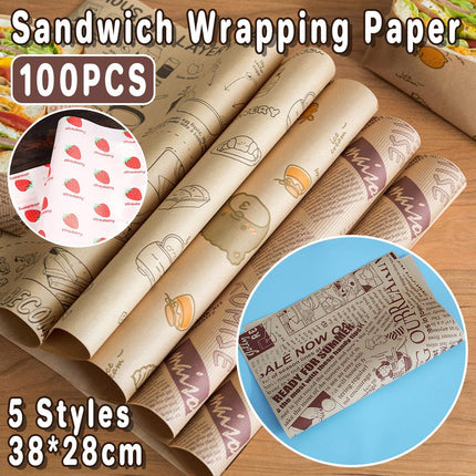 100pcs Sandwich Wrappers Oil Blotting Coated Paper Air Fryer Baking Parchment