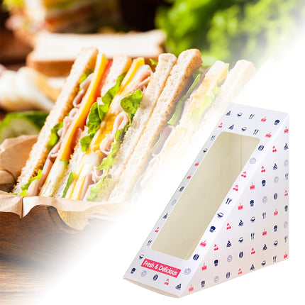 Transparent Window Sandwich Packaging Boxes Disposable Food Safe Leakproof