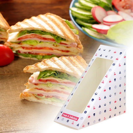 Transparent Window Sandwich Packaging Boxes Disposable Food Safe Leakproof