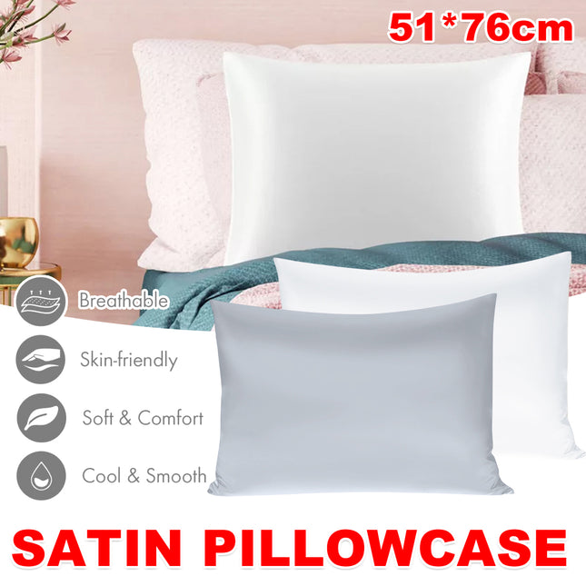 Silk Envelope Pillowcase Soft Satin Protective Cover for Bed Sleep Comfort
