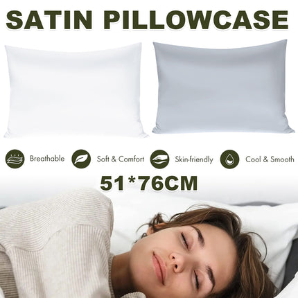 Silk Envelope Pillowcase Soft Satin Protective Cover for Bed Sleep Comfort