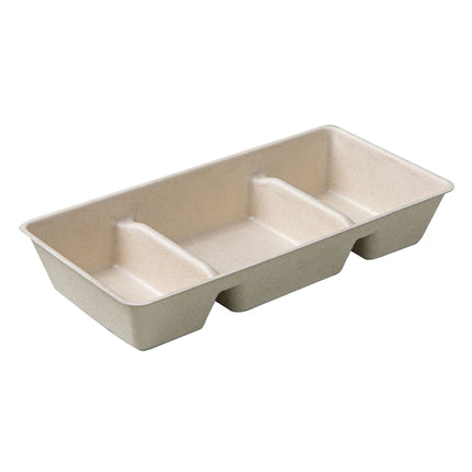 30PCS Disposable Pulp Three-Compartment Dip Box for Sushi BBQ Sauce Condiment