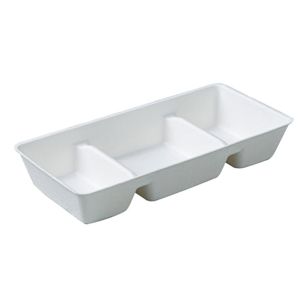 30PCS Disposable Pulp Three-Compartment Dip Box for Sushi BBQ Sauce Condiment