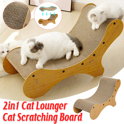 2 in1 Cat Scratcher Cat Bed Lounge Chair Cardboard for Kittens Scratching Pad