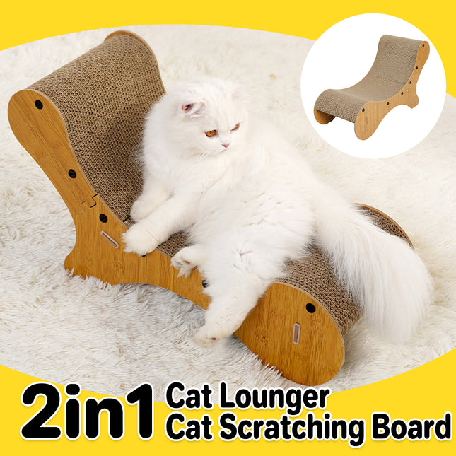 2 in1 Cat Scratcher Cat Bed Lounge Chair Cardboard for Kittens Scratching Pad