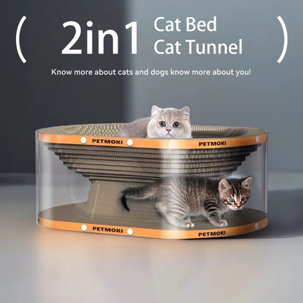 Cat Scratch Board Tunnel Bed Multifunctional Toy Passage For Indoor Rest Play