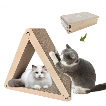 Triangular Cat Scratching Board Corrugated Paper Scratcher Pad Scraper Kitten