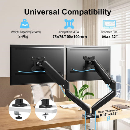 Monitor Free Hover Telescopic Arm Mount Black Ergonomic Adjustable