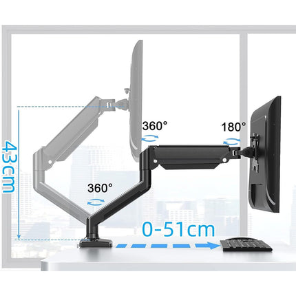 Monitor Free Hover Telescopic Arm Mount Black Ergonomic Adjustable