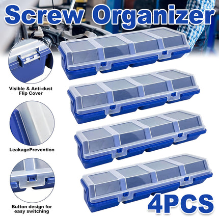 4X Small Sorted Screw Parts Box Small Plastic Component Box With Slant Mouth Lid