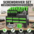 118pc Screwdriver Set Chrome Vanadium Steel Precision Bits Magnetic Rack Repair