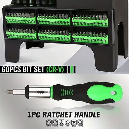 118pc Screwdriver Set Chrome Vanadium Steel Precision Bits Magnetic Rack Repair