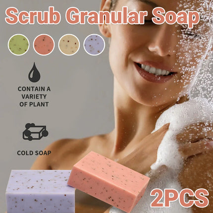 2PCS Seaweed Scrub Body Soap Bar with Granules Exfoliating Bath Cleanser Gift