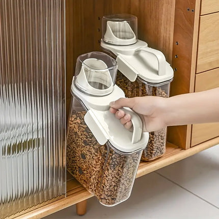 2Sizes Portable Transparent Grain Storage Jar Cat Food Rice Snack Tea Container