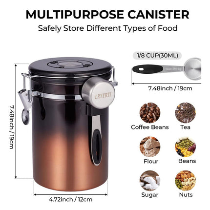 Stainless Steel Coffee Bean Tea Airtight Canister Leakproof Moistureproof