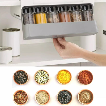 Wall Mounted Spice Container Rack Adjustable Seasoning Storage Box Set Use