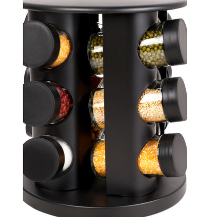 Stainless Steel 9-Hole Spice Jar Set with Round Rack Seasoning Container Durable