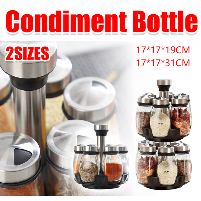 Rotating Spice Rack Seasoning Jar Kitchen Organizer Storage Stand Countertop