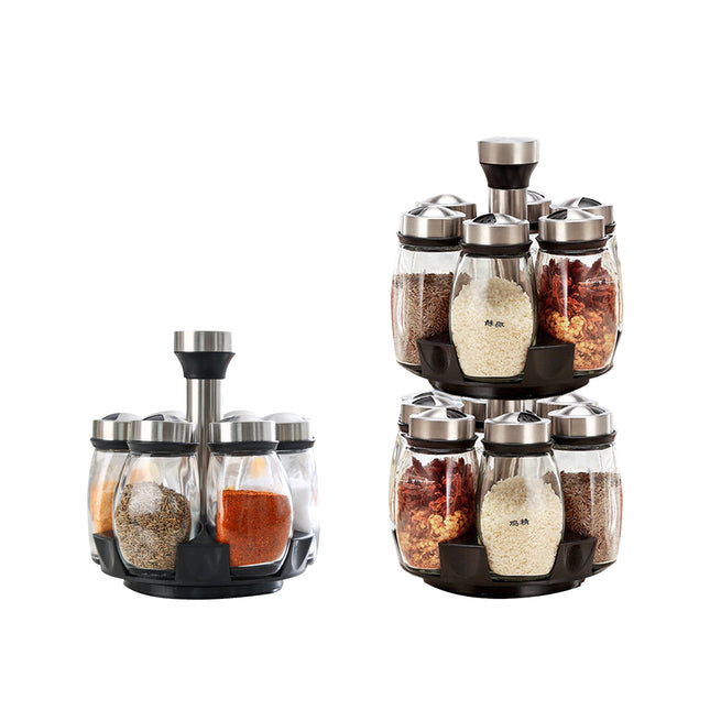 Rotating Spice Rack Seasoning Jar Kitchen Organizer Storage Stand Countertop