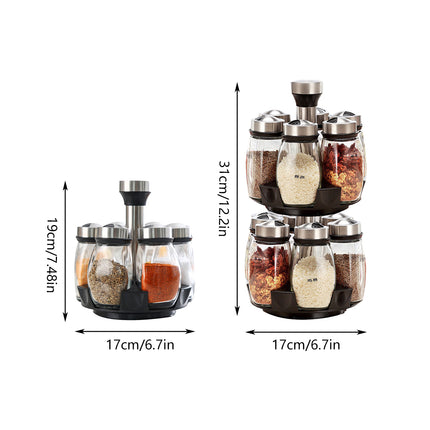 Rotating Spice Rack Seasoning Jar Kitchen Organizer Storage Stand Countertop