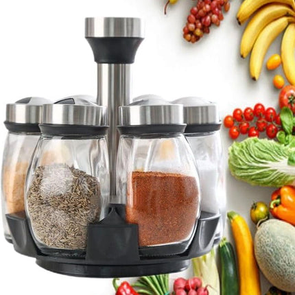 Rotating Spice Rack Seasoning Jar Kitchen Organizer Storage Stand Countertop