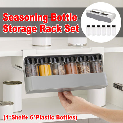 Wall Mounted Spice Container Rack Adjustable Seasoning Storage Box Set Use