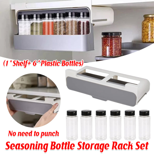 Wall Mounted Spice Container Rack Adjustable Seasoning Storage Box Set Use