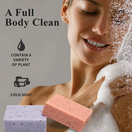 2PCS Seaweed Scrub Body Soap Bar with Granules Exfoliating Bath Cleanser Gift