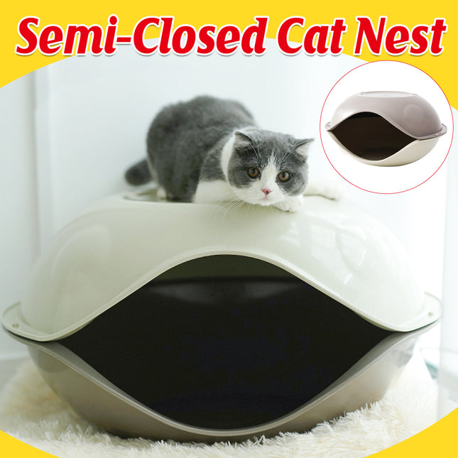Cat Bed Semi Enclosed Nest Removable Washable Pet House Four Seasons Portable