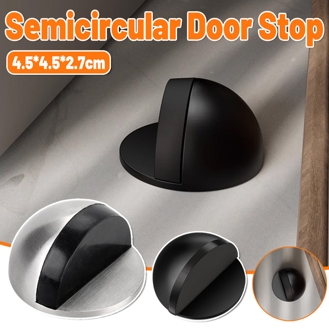 45mm Round Floor Mount Door Stop Rubber Bumper Metal Base Holder Wall Protector