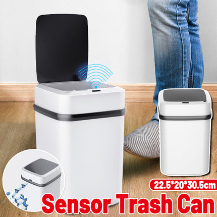 Automatic Sensor Trash Bin 12L Motion Kitchen Rubbish Can Touchless White