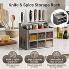 Multifunctional Kitchen Spice Rack Organiser Knife Holder Countertop Wall Mount