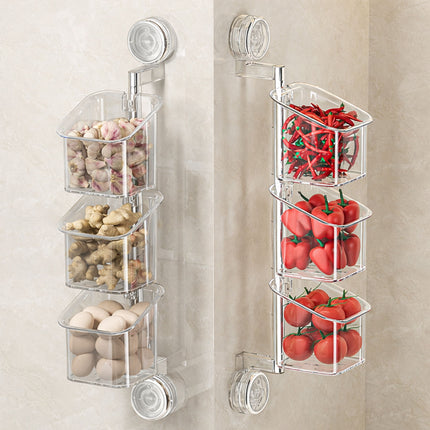 Suction Cup Bathroom Storage Organiser Wall Mount Rotating Vanity Shelf Caddy