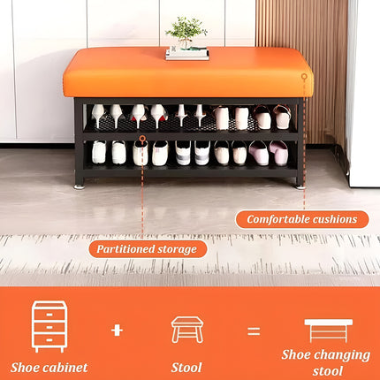 Shoe Changing Bench with Shoe Storage Rack Sturdy Space Saving for Entryway Home