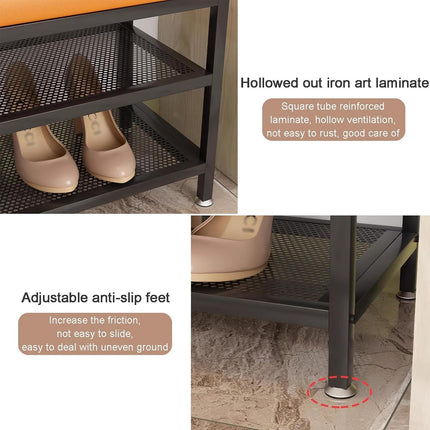 Shoe Changing Bench with Shoe Storage Rack Sturdy Space Saving for Entryway Home
